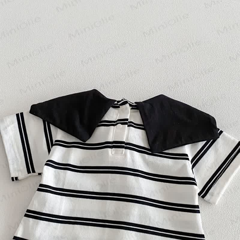Baby Cotton Sailor Collection Stripe Short Sleeves Romper - image 5