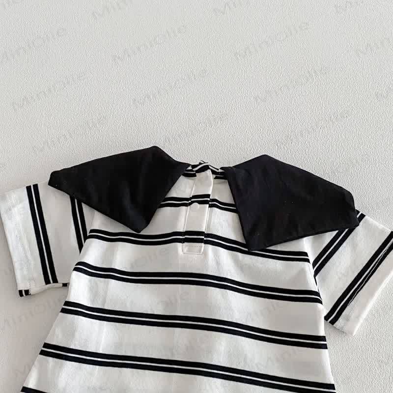 Baby Cotton Sailor Collection Stripe Short Sleeves Romper - image 5
