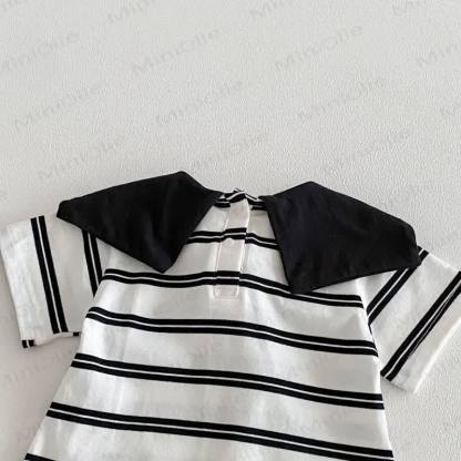 Baby Cotton Sailor Collection Stripe Short Sleeves Romper - image 5