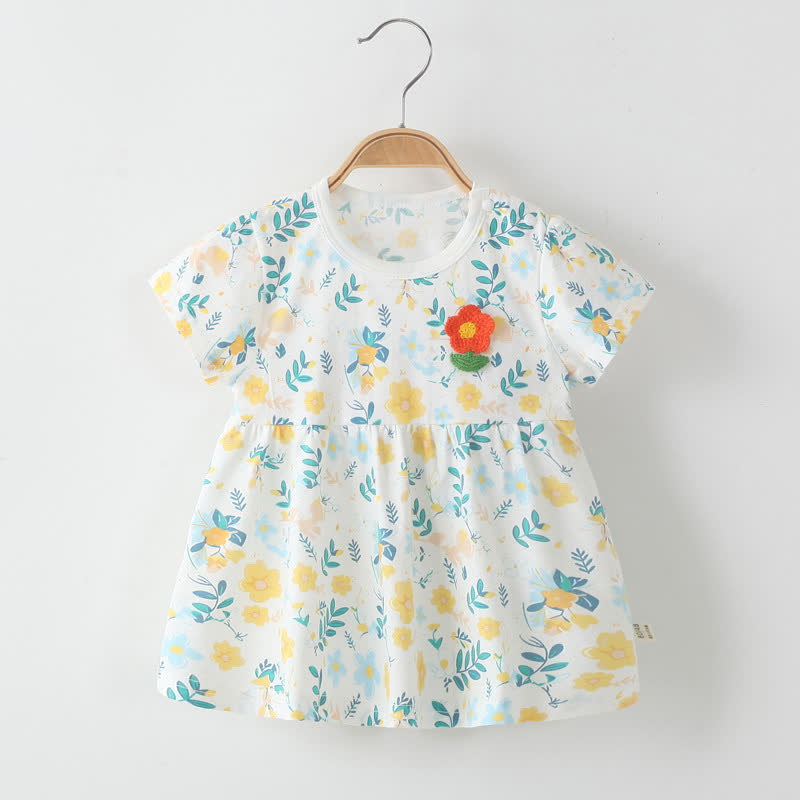 Toddler Baby Girl Floral Cotton Dress - Yellow - 4-5T - image 1