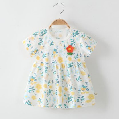 Toddler Baby Girl Floral Cotton Dress - Yellow - 4-5T - image 1