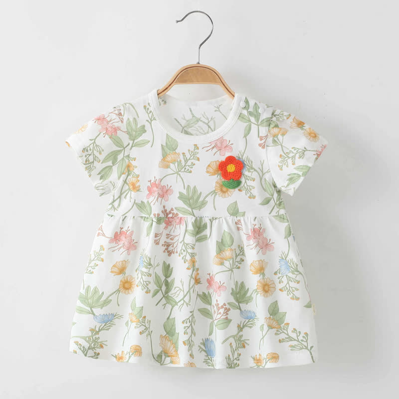 Toddler Baby Girl Floral Cotton Dress - Green - 4-5T - image 3