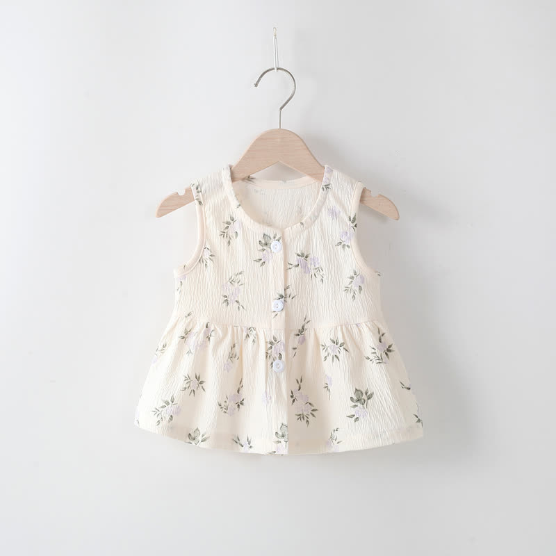 Toddler Baby Girl Button Front Summer Dress - Purple Flower - 4-5T - image 1