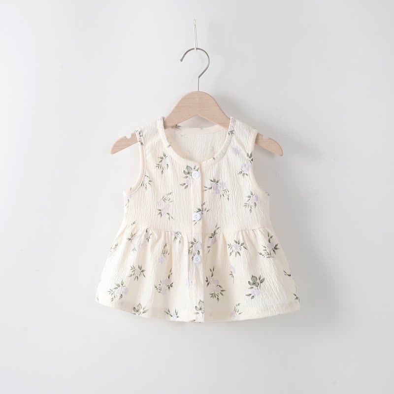 Toddler Baby Girl Button Front Summer Dress - Purple Flower - 4-5T - image 1