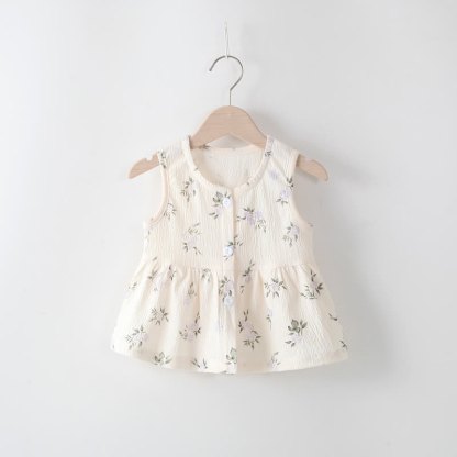 Toddler Baby Girl Button Front Summer Dress - Purple Flower - 4-5T - image 1