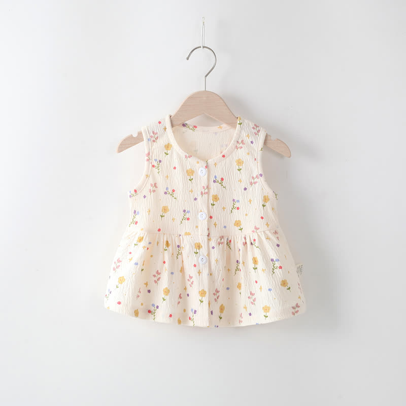 Toddler Baby Girl Button Front Summer Dress - Yellow Flower - 4-5T - image 2