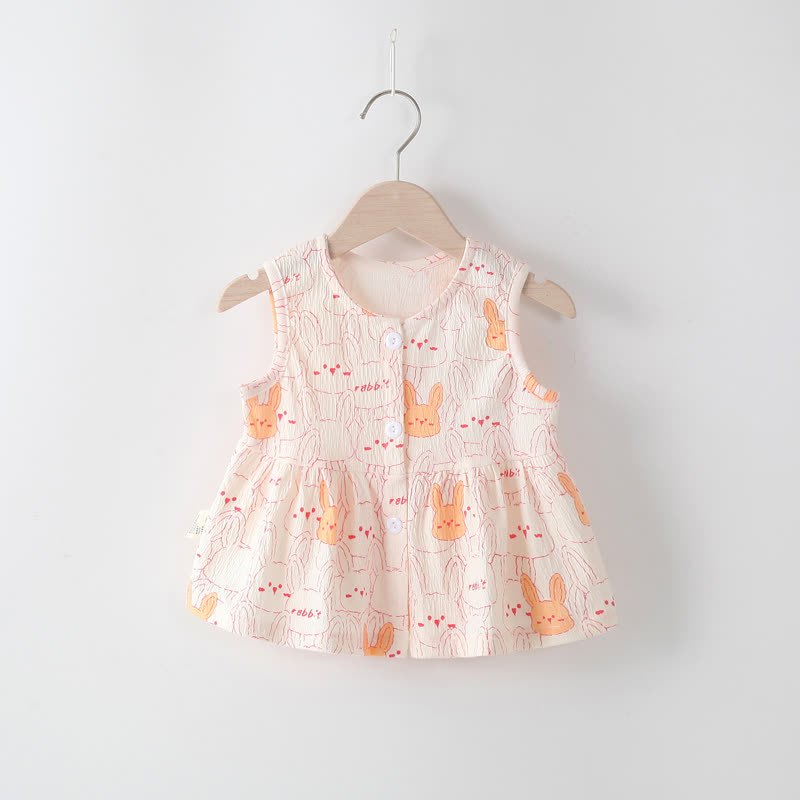 Toddler Baby Girl Button Front Summer Dress - Pink Rabbit - 4-5T - image 3