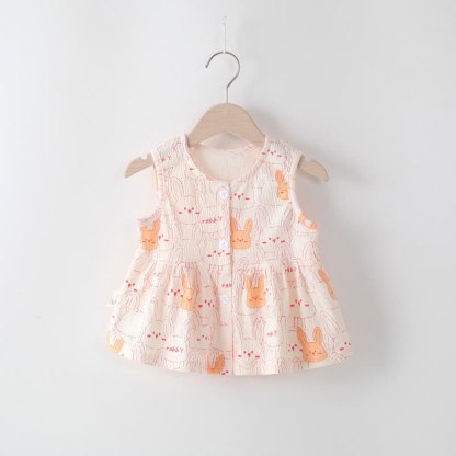 Toddler Baby Girl Button Front Summer Dress - Pink Rabbit - 4-5T - image 3