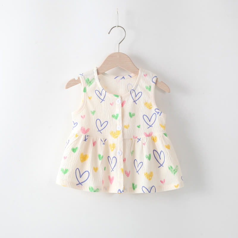 Toddler Baby Girl Button Front Summer Dress - White Heart - 4-5T - image 4