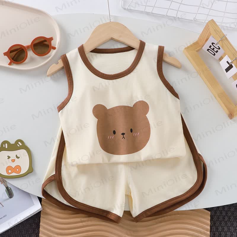 Toddler Dinosaur/Bear Print Sleeveless Set - Beige - 6-7T - image 3