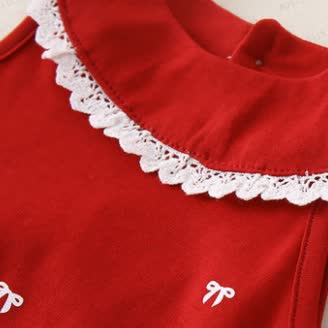 Baby Bow Emboidered Red Bodysuit - image 6