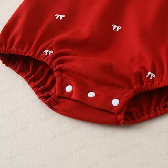 Baby Bow Emboidered Red Bodysuit - image 9