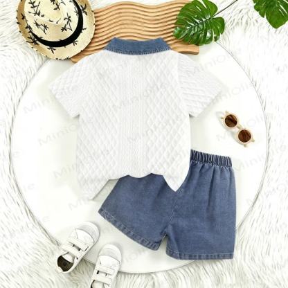 Toddler Kid Boys Textured Polo Shirt and Shorts 2-piece Set - image 2