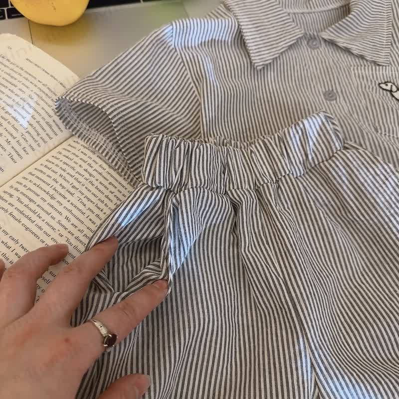 Toddler Boys Striped Puppy Embroidered Shirt and Shorts 2-Piece Set - image 3