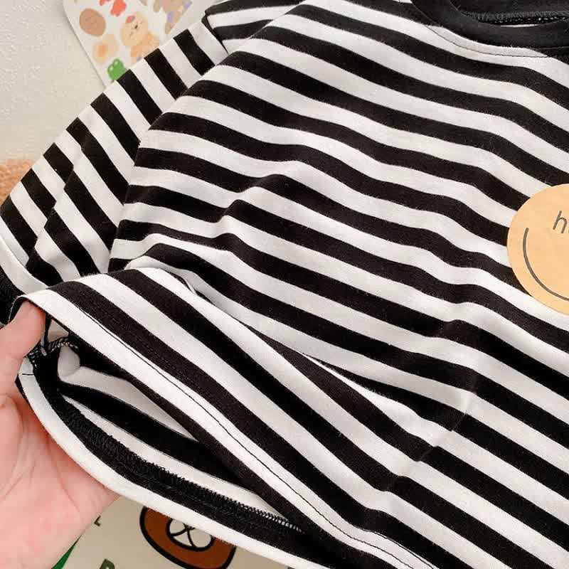 HELLO Toddler Baby Smiley Face Solid Color/Striped Long Sleeve T-Shirt - image 8