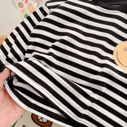 HELLO Toddler Baby Smiley Face Solid Color/Striped Long Sleeve T-Shirt - image 8