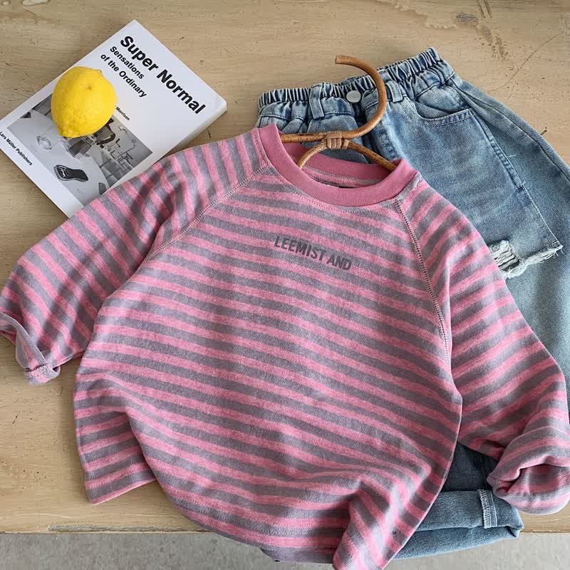 LEEMIST AND Toddler Striped Long Sleeve Tee - Pink - 6-7T - image 2