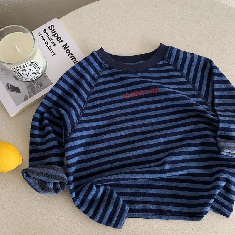 LEEMIST AND Toddler Striped Long Sleeve Tee - Navy - 6-7T - image 4