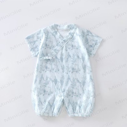 Baby Cotton Botanical Wrap Romper - Blue - 18-24M - image 1