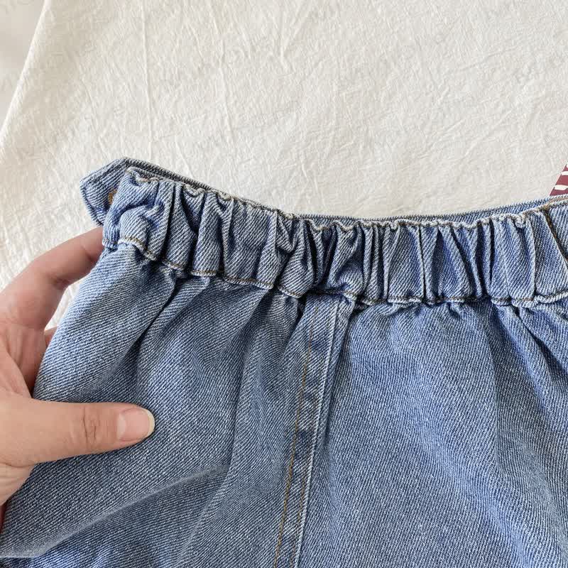 Toddler Kid Girls High Waist Denim Solid Navy Skort  - image 5