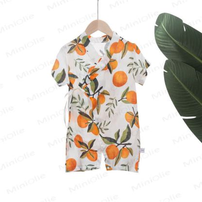 Baby Bamboo Cotton Wrap Short Sleeves Romper - Orange - 18-24M - image 5