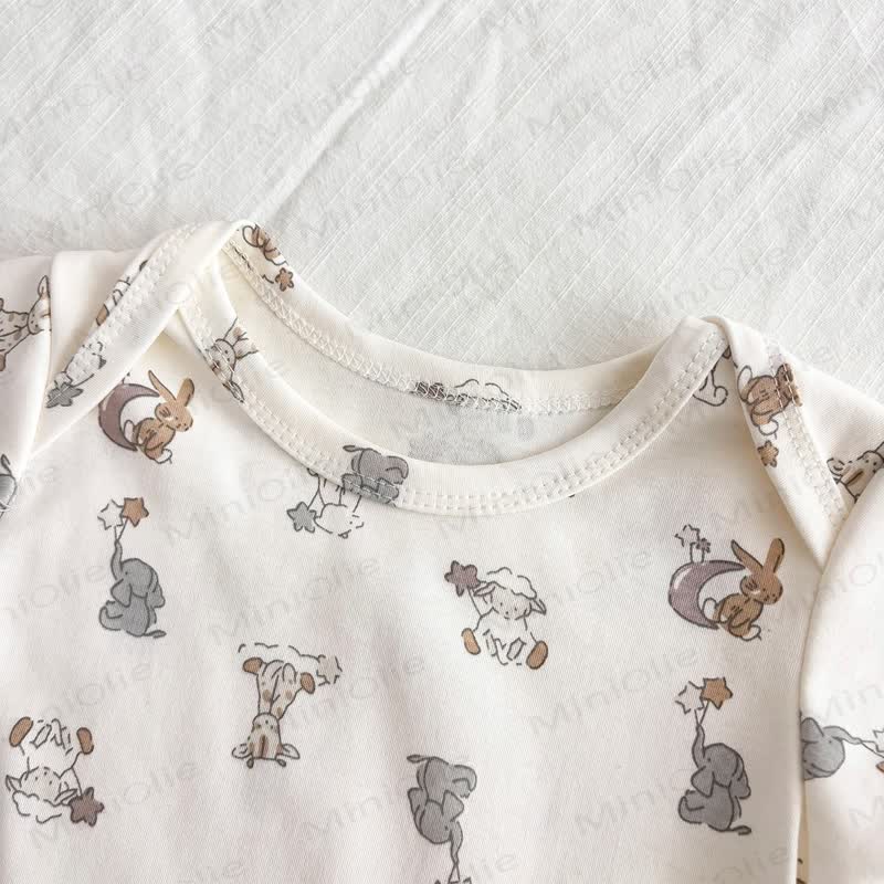 Baby Soft Cotton Animal Print Short Sleeves Romper - image 3