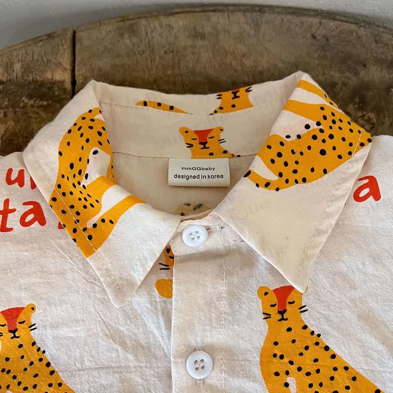 Toddler Cotton Leopard Print Shirt and Shorts 2-piece Set - image 4