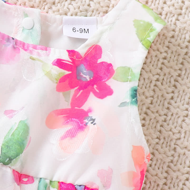 Baby Girl Pink Floral Dress with Hat - image 4