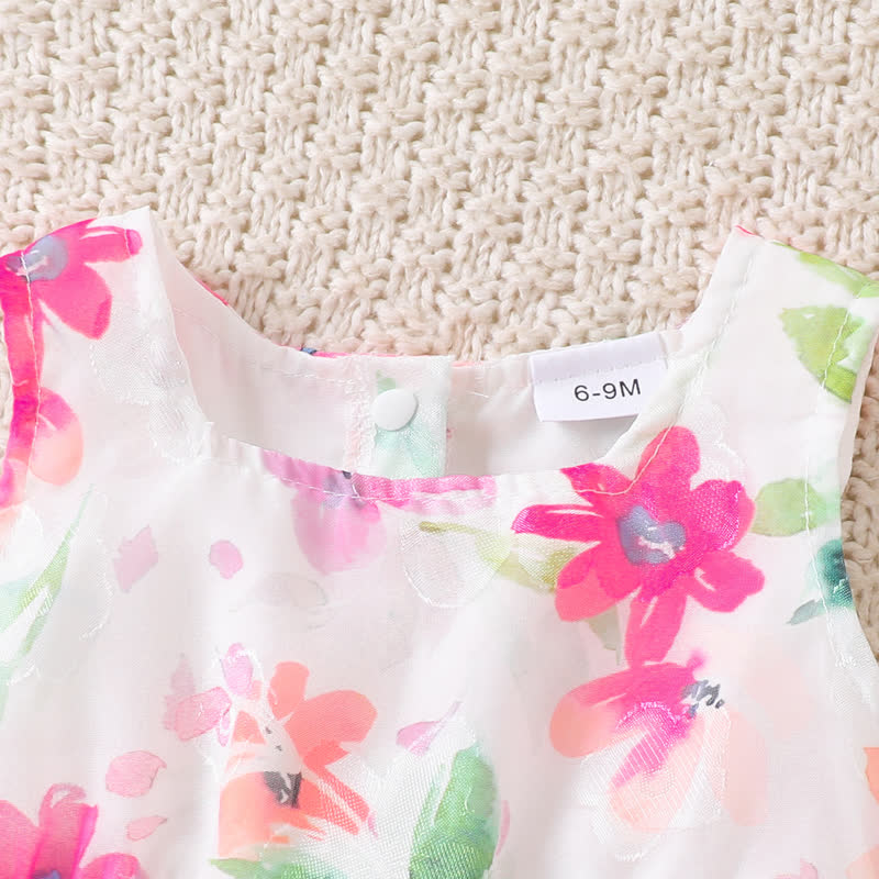 Baby Girl Pink Floral Dress with Hat - image 3