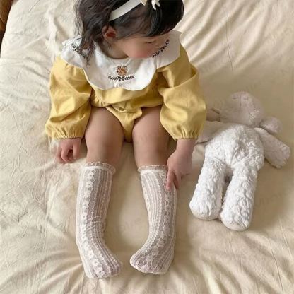 Toddler Girls Cotton Polka Dot Lounge Shorts or Lace Socks - White - 8-9T - image 6