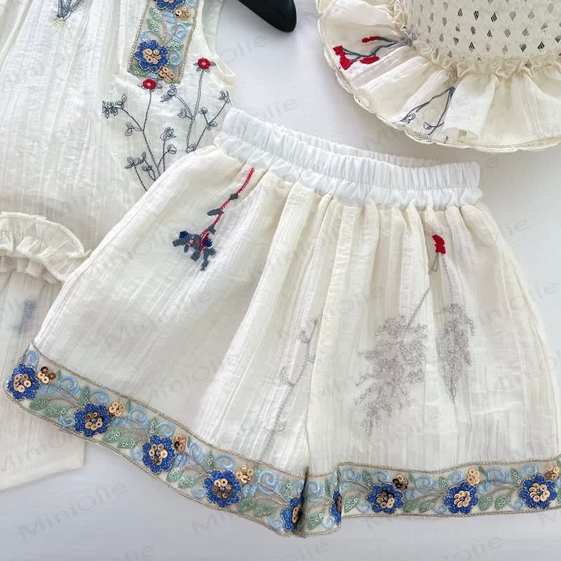 Toddler Girl Floral White Sleeveless Set  - image 4