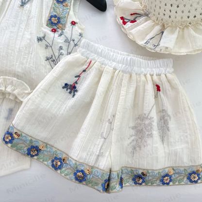 Toddler Girl Floral White Sleeveless Set  - image 4