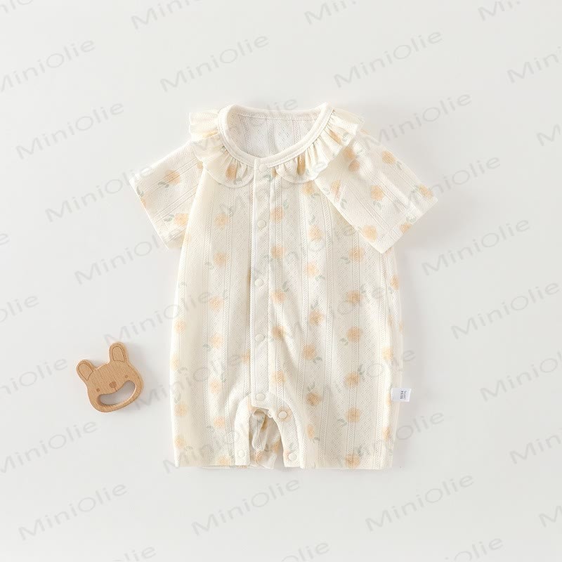 Baby Cotton Animal Print Romper - Yellow Flower - 18-24M - image 9