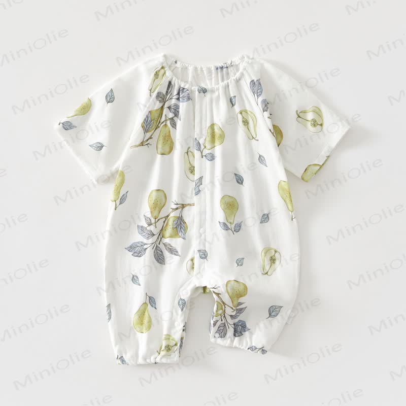 Baby Bamboo Fiber Soft Romper - White Pear - 18-24M - image 3