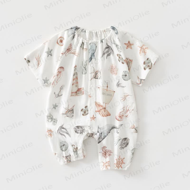 Baby Bamboo Fiber Soft Romper - White Marine - 18-24M - image 6