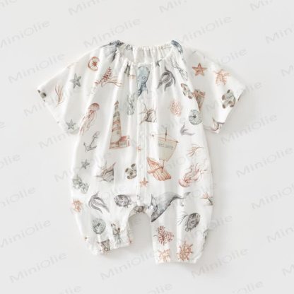 Baby Bamboo Fiber Soft Romper - White Marine - 18-24M - image 6