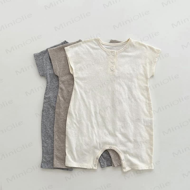 Baby Linen Look Henley Romper - image 1