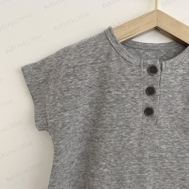 Baby Linen Look Henley Romper - image 7