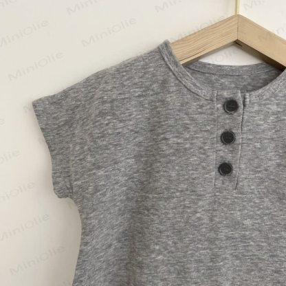 Baby Linen Look Henley Romper - image 7