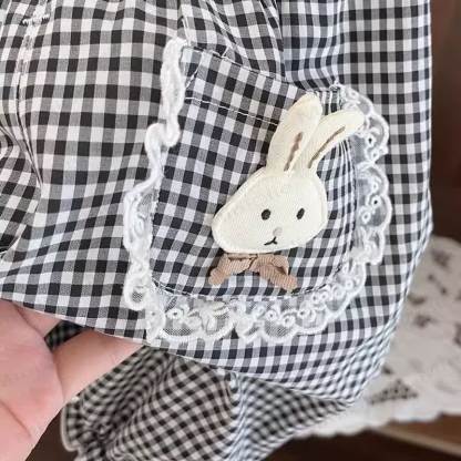 Toddler Girls Bunny Embroidery Gingham Ruffle Cuff Casual Pants - image 7