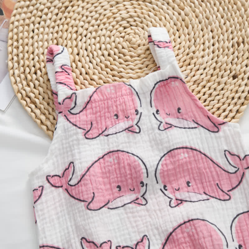 Baby Pink Whale White Romper with Hat - image 2