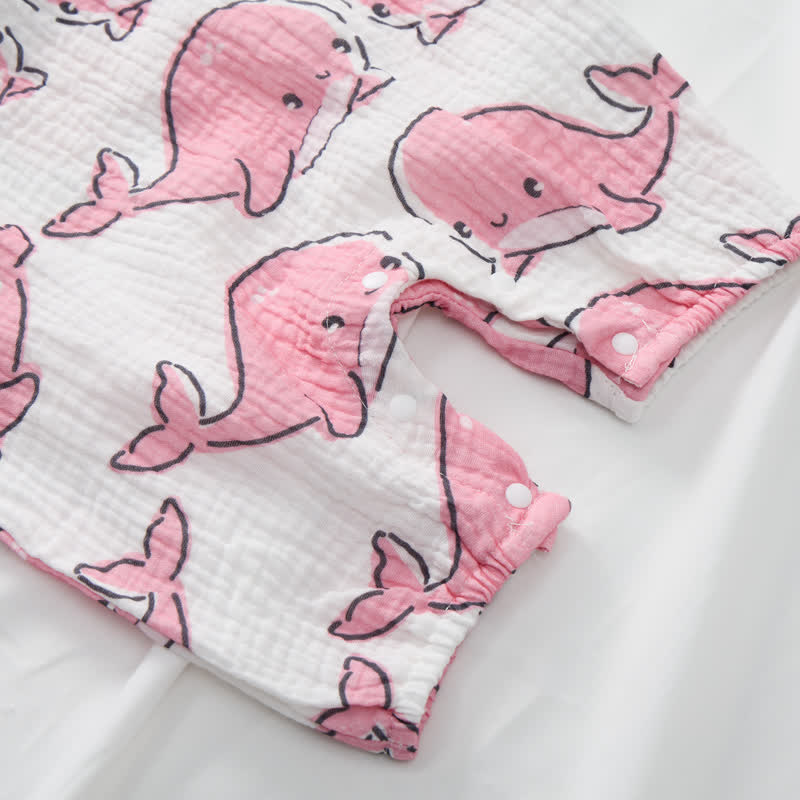 Baby Pink Whale White Romper with Hat - image 3