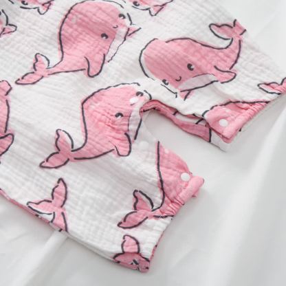 Baby Pink Whale White Romper with Hat - image 3