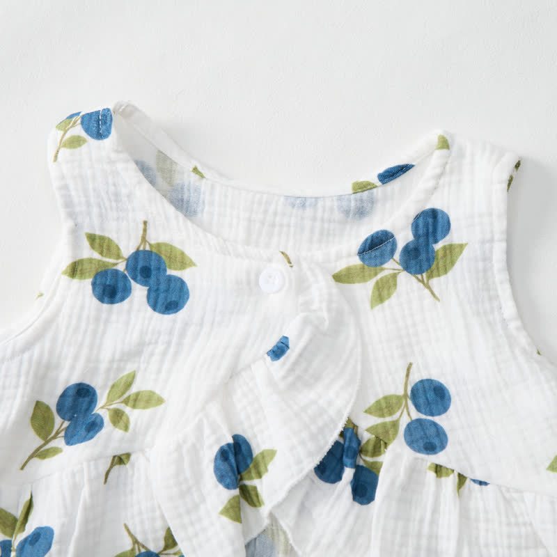 Baby Toddler Girl White Blurberry Pattern 2-piece Sleeveless Set - image 3
