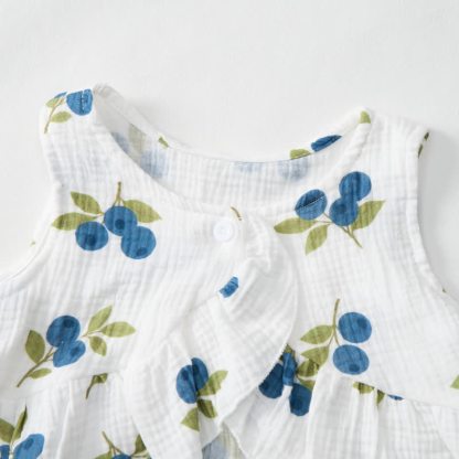 Baby Toddler Girl White Blurberry Pattern 2-piece Sleeveless Set - image 3