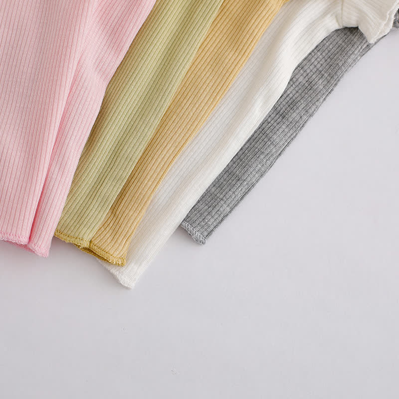 Baby Toddler Girl Solid Color Ribbed Peter Pan Collar T-Shirt - image 11