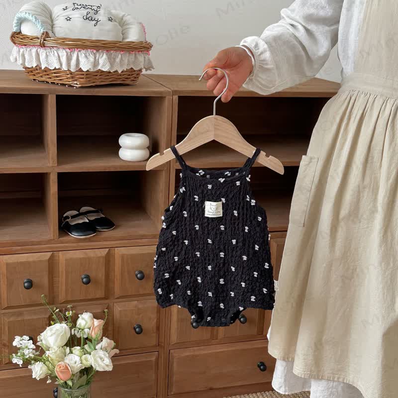 Baby Girl Sleeveless Strappy Cotton Bodysuit - Black - 18-24M - image 3