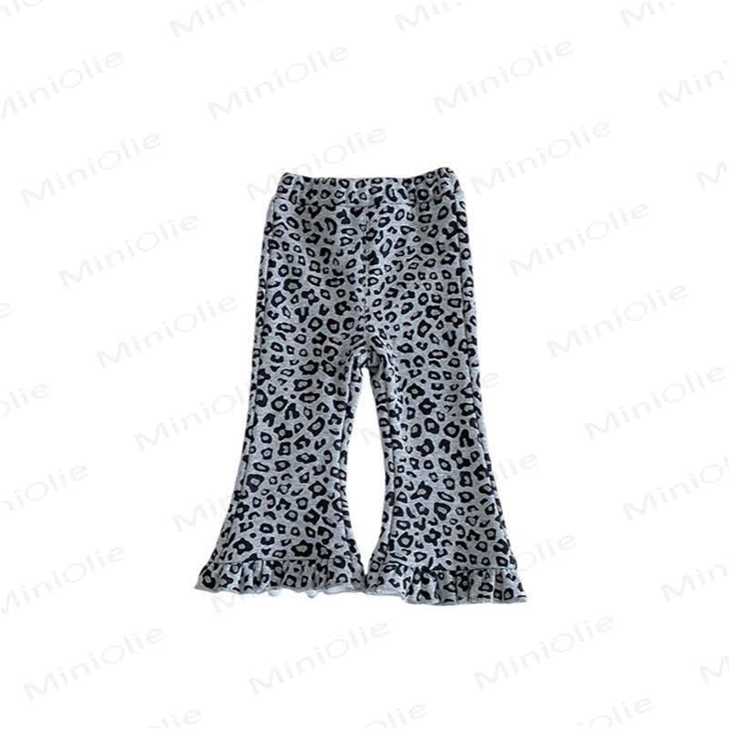 Toddler Kid Girls Leopard Ruffle Flare Pants - Grey - 4-5T - image 2