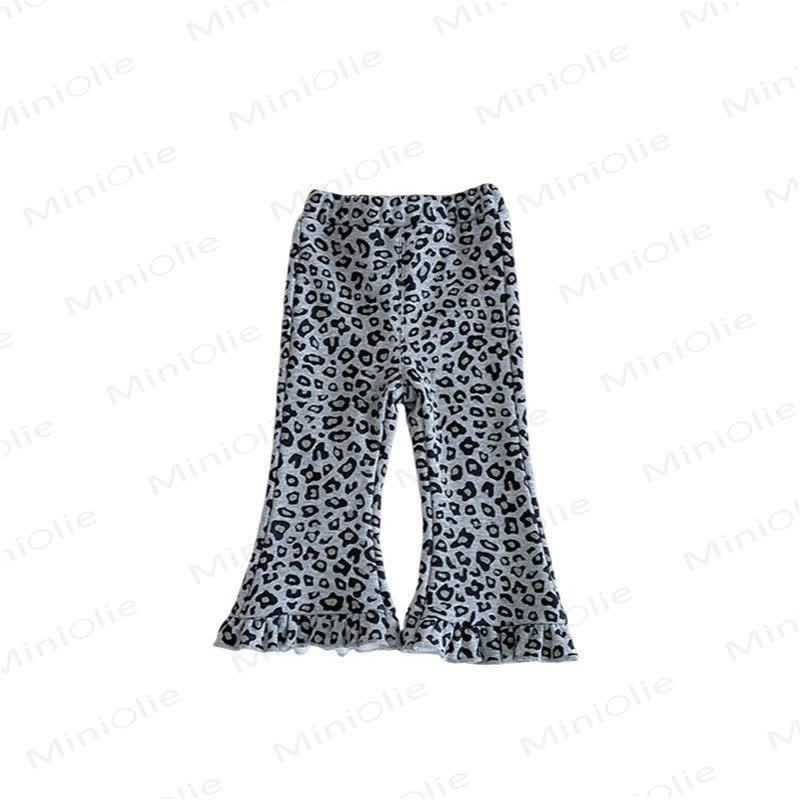 Toddler Kid Girls Leopard Ruffle Flare Pants - Grey - 4-5T - image 2