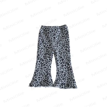Toddler Kid Girls Leopard Ruffle Flare Pants - Grey - 4-5T - image 2
